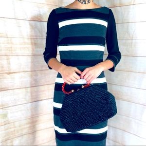 White House black market stripe knit dress sz 4